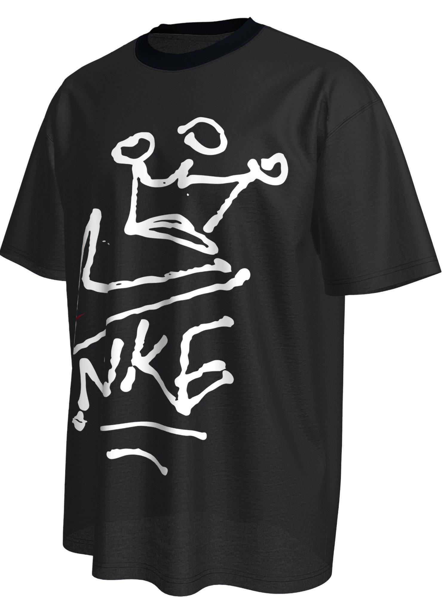 M NK DRAWING CROWN SWOOSH TEE - BLACK - BLACK